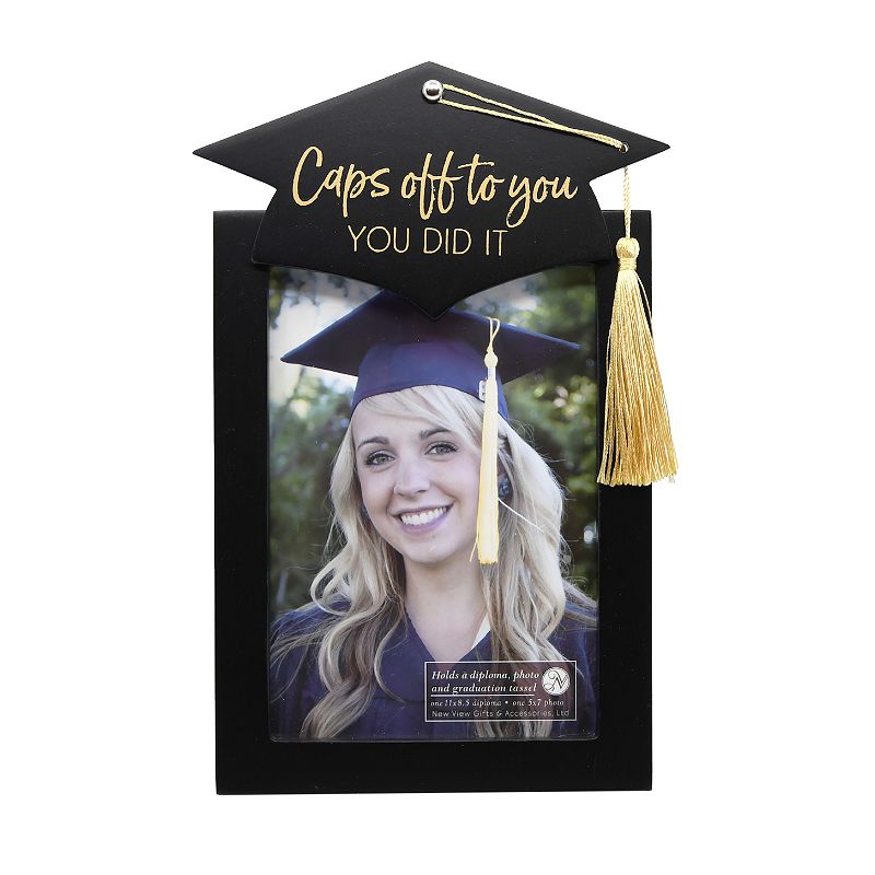 New View Gifts & Accessories Caps Off To You Graduation 5″ x 7″ Photo Frame, Black