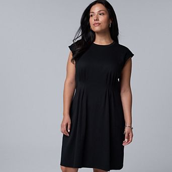 Plus Size Simply Vera Vera Wang Pleated Short Knit Dress