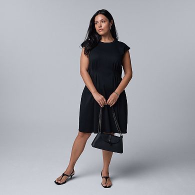 Plus Size Simply Vera Vera Wang Pleated Short Knit Dress