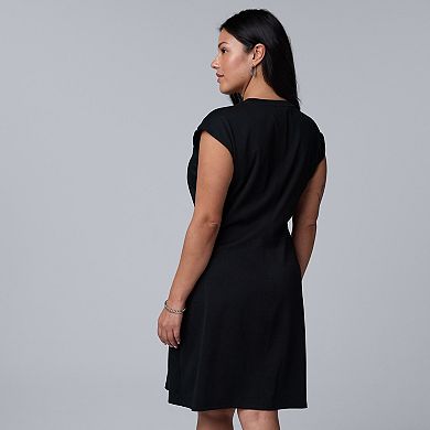 Plus Size Simply Vera Vera Wang Pleated Short Knit Dress