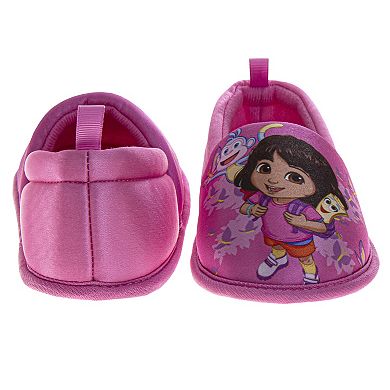 Dora the Explorer Girls' Slippers Plush, Warm, and Soft House Shoes (Toddler / Little Kid)