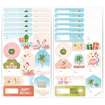 Big Dot of Happiness Beach Christmas Gift Tag To and From Stickers - 12 Sheets - 120 Stickers