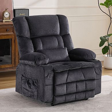 Fabric Power Recliner with Massage and USB Port