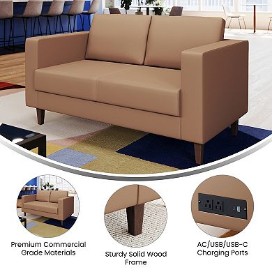 Flash Furniture Commercial Lobby Loveseat with 2 Outlets/1 USB/1 USB-C Ports