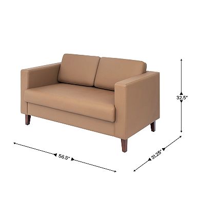 Flash Furniture Commercial Lobby Loveseat with 2 Outlets/1 USB/1 USB-C Ports