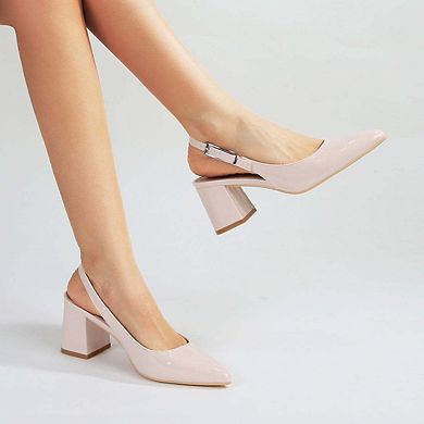 Berness Cai Patent Block Heel Slingback