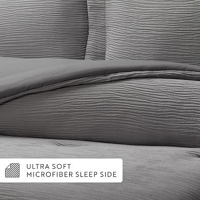 Cloud Gauze Textured 3 Piece Comforter Set All Season Down-Alternative Bedding