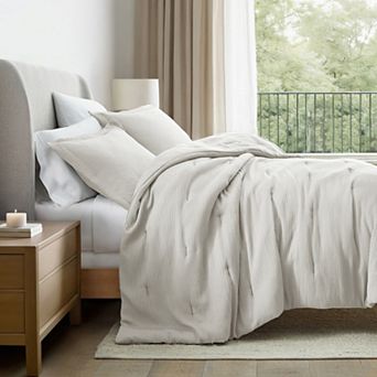 Cloud Gauze Textured 3 pc Comforter Set All Season Down-Alternative Bedding