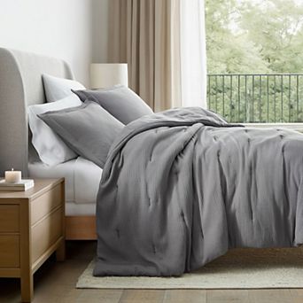 Cloud Gauze Textured 3 pc Comforter Set All Season Down-Alternative Bedding