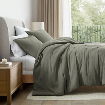 Cloud Gauze Textured 3 pc Comforter Set All Season Down-Alternative Bedding