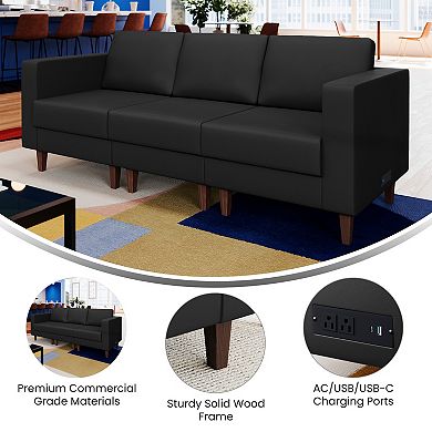 Flash Furniture Commercial Reception Sofa with Outlets/USB/USB-C Ports