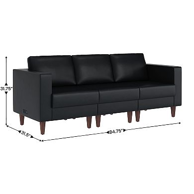 Flash Furniture Commercial Reception Sofa with Outlets/USB/USB-C Ports