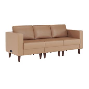 Flash Furniture Commercial Reception Sofa with Outlets/USB/USB-C Ports