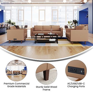 Flash Furniture 3 PC Commercial Seating Set with Outlets/USB/USB-C Ports