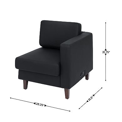 Flash Furniture Commercial Modular Right Arm Chair with AC/USB/USB-C Chargers