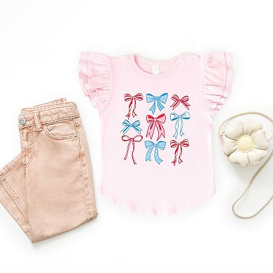 The Juniper Shop Patriotic Bows Stacked Coquette Flutter Sleeve Tee