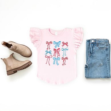 The Juniper Shop Patriotic Bows Stacked Coquette Flutter Sleeve Tee