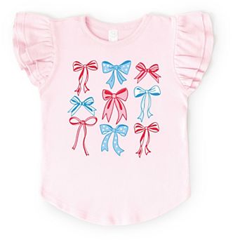 The Juniper Shop Patriotic Bows Stacked Coquette Flutter Sleeve Tee