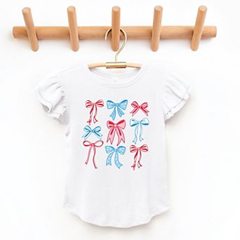 The Juniper Shop Patriotic Bows Stacked Coquette Flutter Sleeve Tee