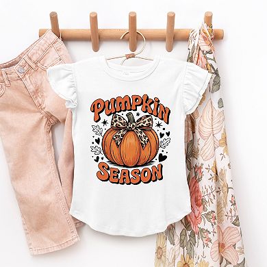 The Juniper Shop Coquette Pumpkin Season Leopard Flutter Sleeve Tee