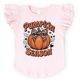 The Juniper Shop Coquette Pumpkin Season Leopard Flutter Sleeve Tee