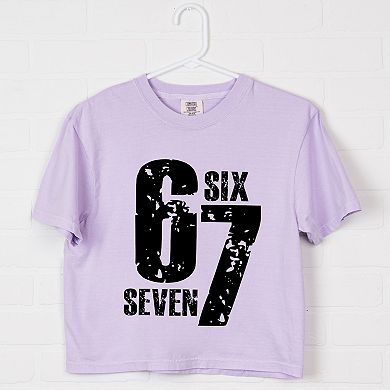Six Seven Distressed - Women's Boxy Crop Top Graphic T-Shirt