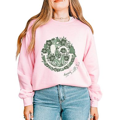 S.W.Smiley Green Floral Butterflies - Women's Graphic Sweatshirt