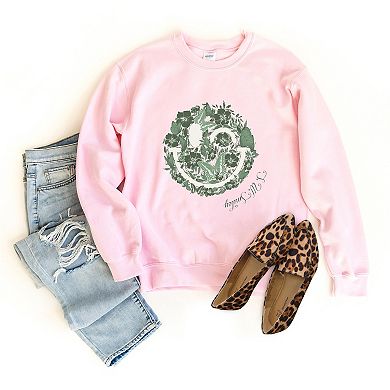 S.W.Smiley Green Floral Butterflies - Women's Graphic Sweatshirt