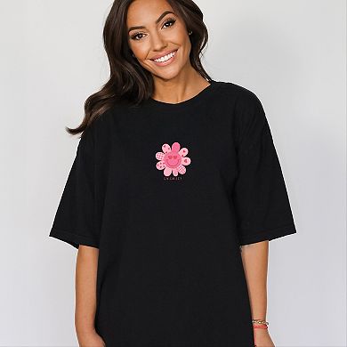 S.W.Smiley Patchwork Flower Hearts - Women's Garment Dyed Graphic T-Shirt