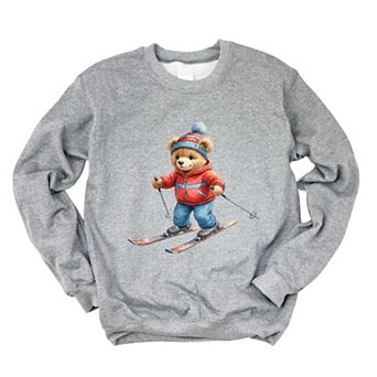 Skiing Bear Watercolor - Women's Graphic Sweatshirt