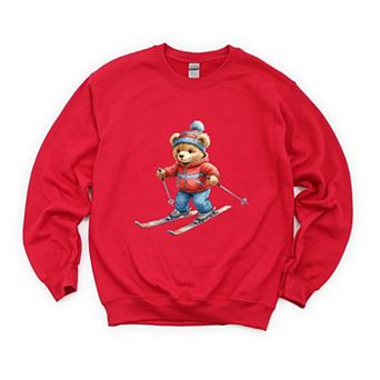 Skiing Bear Watercolor - Women's Graphic Sweatshirt