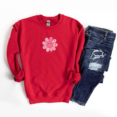 S.W.Smiley Patchwork Flower Hearts - Women's Graphic Sweatshirt