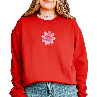 S.W.Smiley Patchwork Flower Hearts - Women's Graphic Sweatshirt