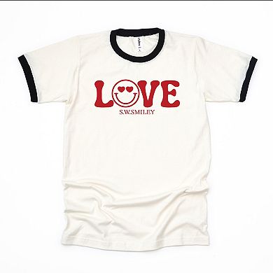 S.W.Smiley Love Smile - Women's Ringer Graphic T-Shirt