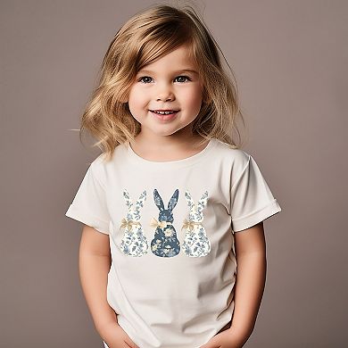 Three Blue Willow Bunnies - Toddler Short Sleeve Graphic T-Shirt