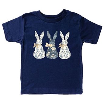 Three Blue Willow Bunnies - Toddler Short Sleeve Graphic T-Shirt