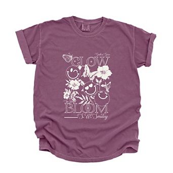 S.W.Smiley Gather, Grow, Glow - Women's Garment Dyed Graphic T-Shirt