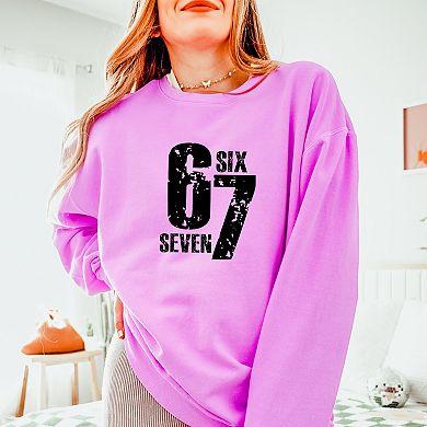 Six Seven Distressed - Women's Lightweight Garment Dyed Sweatshirt