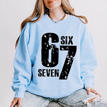 Six Seven Distressed - Women's Lightweight Garment Dyed Sweatshirt