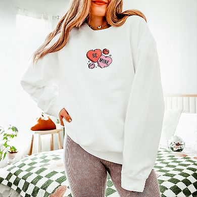 S.W.Smiley Be Mine Hearts Distressed - Women's Lightweight Garment Dyed Sweatshirt