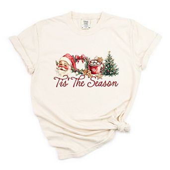Tis' The Season Watercolor - Women's Garment Dyed Graphic T-Shirt