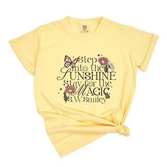 S.W.Smiley Step Into The Sunshine - Women's Garment Dyed Graphic T-Shirt