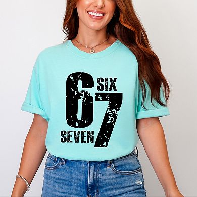 Six Seven Distressed - Women's Garment Dyed Graphic T-Shirt