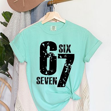 Six Seven Distressed - Women's Garment Dyed Graphic T-Shirt