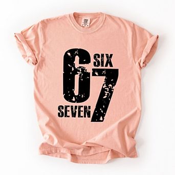 Six Seven Distressed - Women's Garment Dyed Graphic T-Shirt