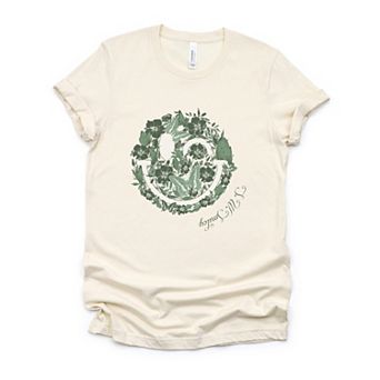S.W.Smiley Green Floral Butterflies - Women's Short Sleeve Graphic T-Shirt
