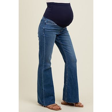 Maternity Raw Hem Maternity Flare Leg Jeans