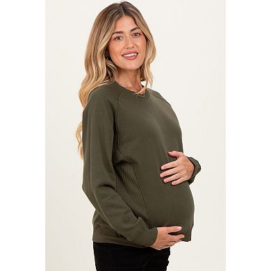 Maternity Olive Fleece Sweatshirt