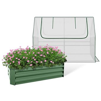 Aoodor 4 ft. x 2 ft. x 1ft. Raised Garden Metal Bed Mini Greenhouse Kit
