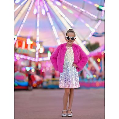 Girls' 3-12 Ombre Sequin Short Sleeve Dress